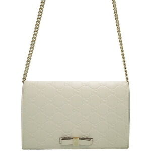 Gucci Guccissima Signature Bow Wallet on Chain Bag White